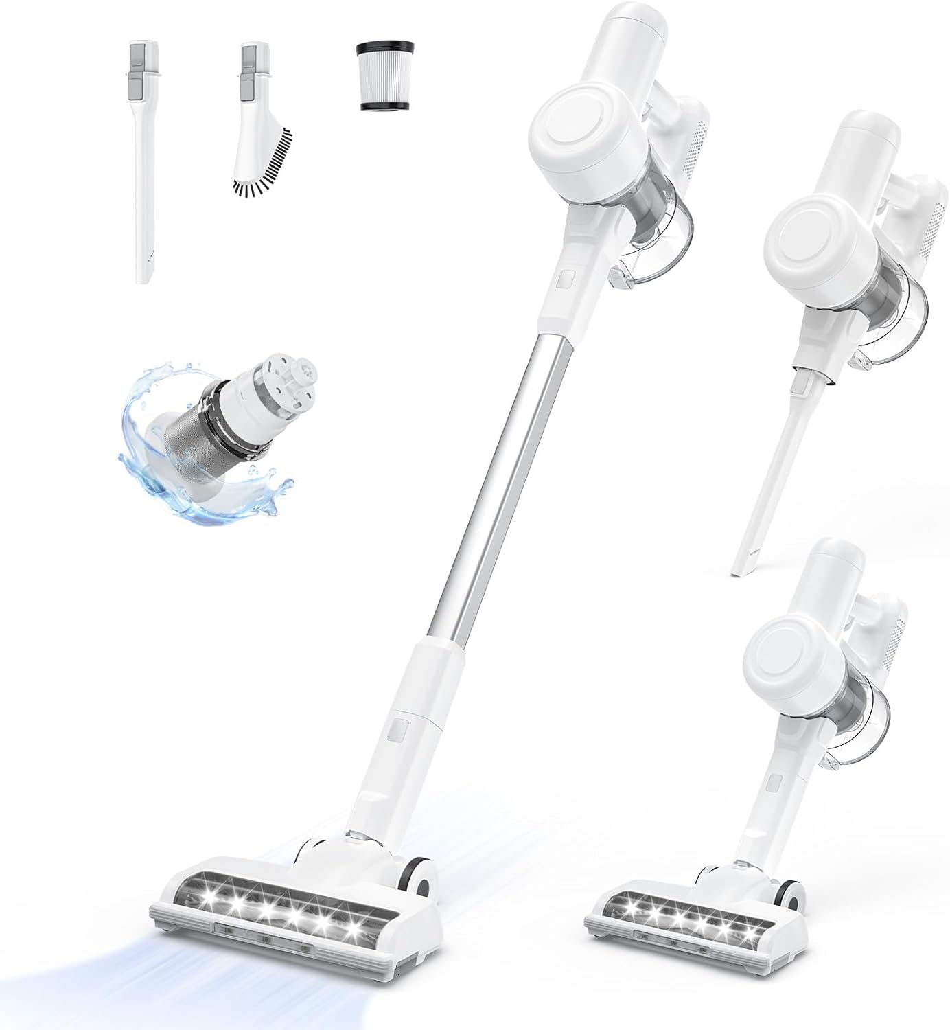 Sweetcrispy Stick Cordless Vacuum Cleaner Electric Rechargeable Vac Handheld with LED, Up to 45 Minutes, Powerful Suction, Versatile for Carpet, Hard Floor, Pet Hair