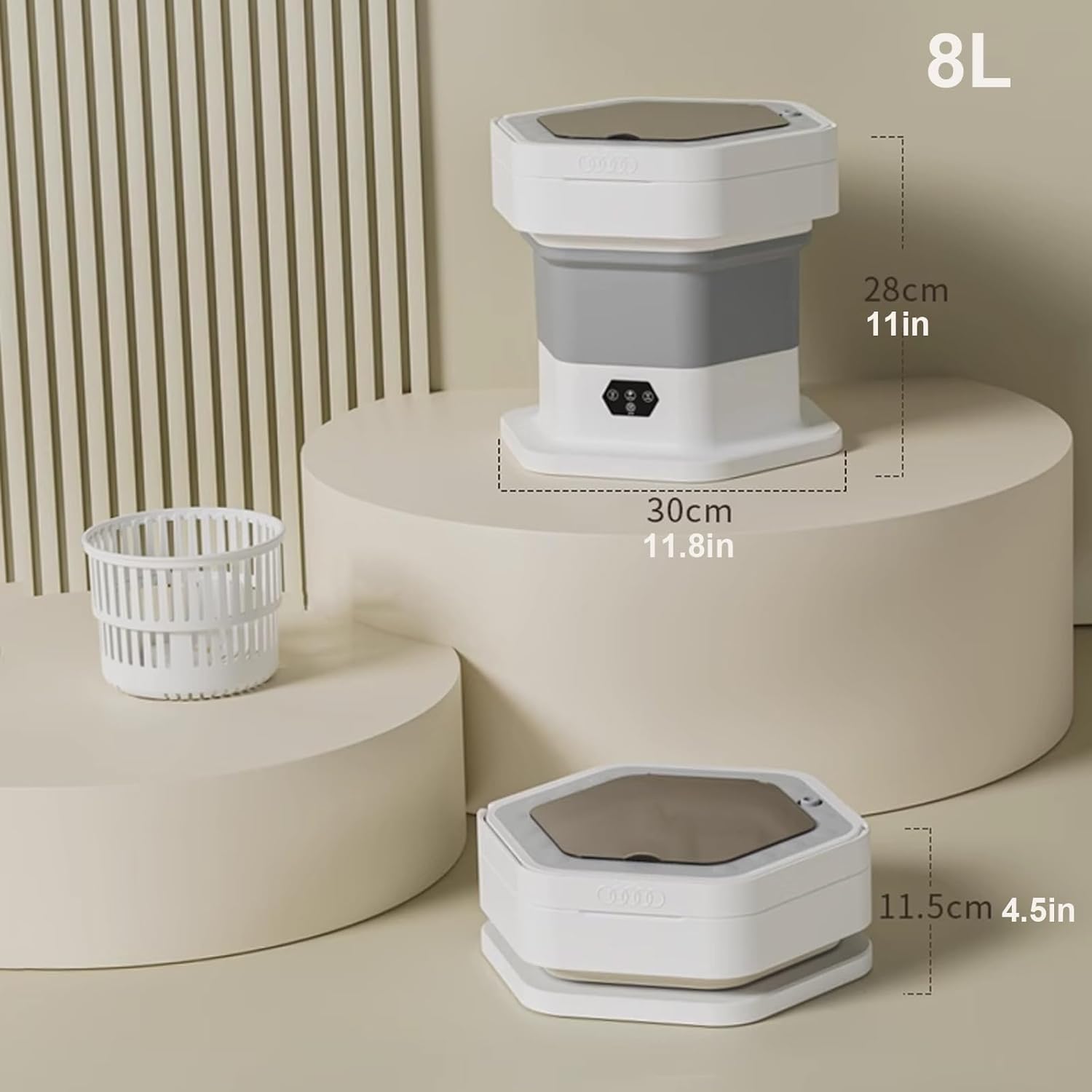 Portable Small Washing Machine, 8L Mini Foldable Washer with Dehydration, for Underwear, Baby Clothes Socks and Small Items, Apartments, Dorm,RV(Brown)