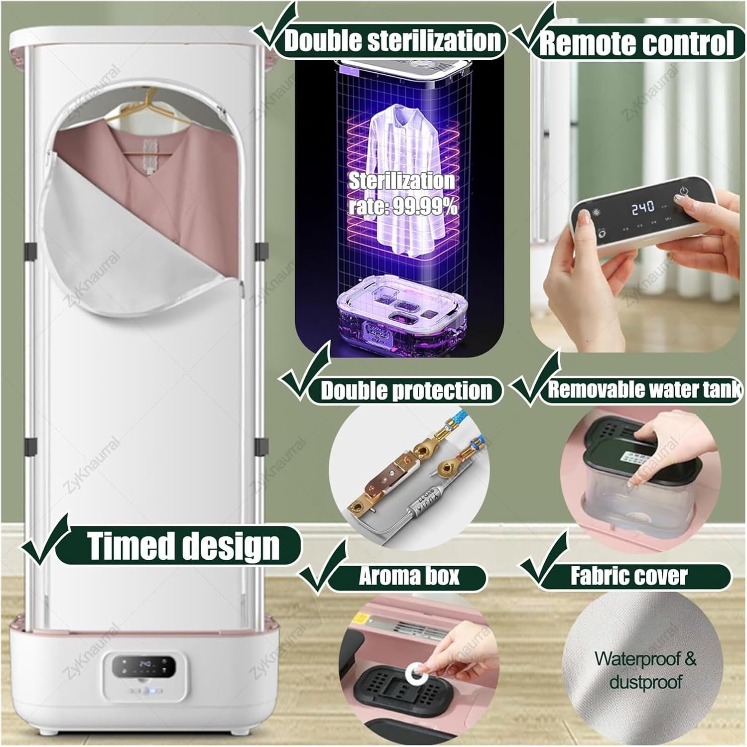Vertical Steam Dryer Automatic Wireless Steam Closet Folding Clothes Machine, Control Electric Clothes Drying Rack,for Fabric