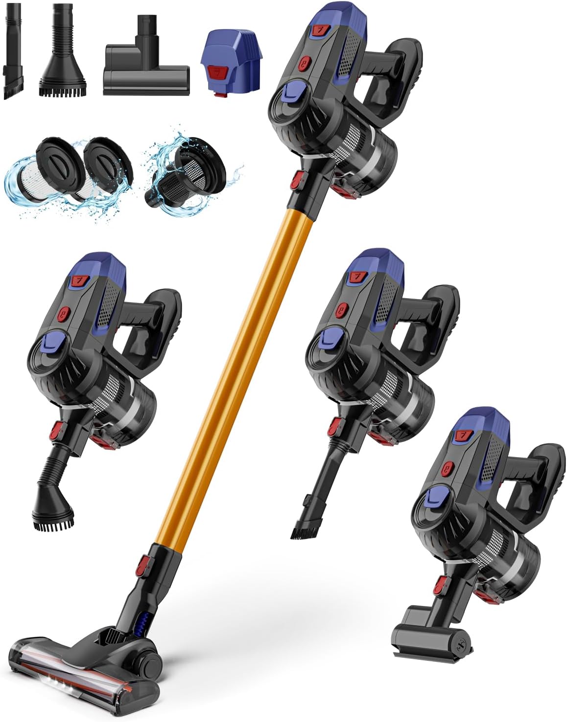 Cordless Vacuum Cleaner -8-in-1 Stick Vacuum with 32000PA Suction, high-perf brushless Motor, & 6x3500mAh Battery for deep Carpet & Floor Cleaning.