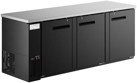 78-Inch Black Counter Height Back Bar Refrigerator, 3-Door Commercial Beverage Cooler with LED Lighting, 25.8 Cu. Ft Storage, Digital Temperature Control, Stainless Steel Top