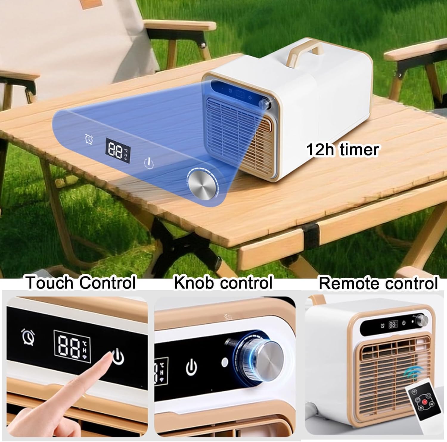 Small Portable Ac Unit Split Structure 12h Timer Desk Air Conditioner no Water with Touch and Remote Control for Rooms Offices Camping