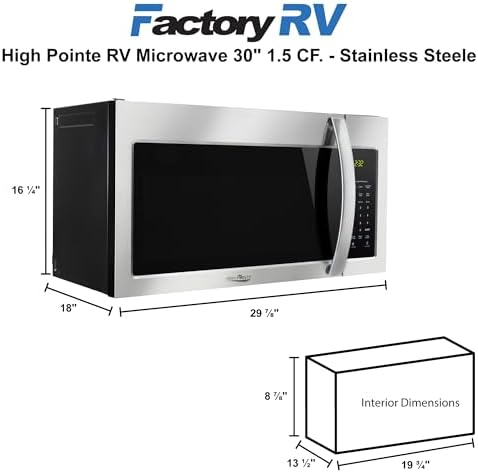 Tough Grade 1.5 Cu. Ft. Stainless Steel Over-the-Range RV Microwave with Sensor Cooking, Rack for Two-Level Heating, Vent & Light | 120V