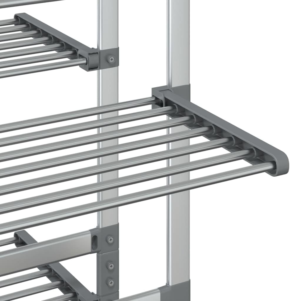 vidaXL Aluminum Laundry Drying Rack with Wheels - 3-Tier Tower Dryer, Foldable Stand Design, 118.1' Hanging Length, Ideal for Indoor Drying & Space-Saving
