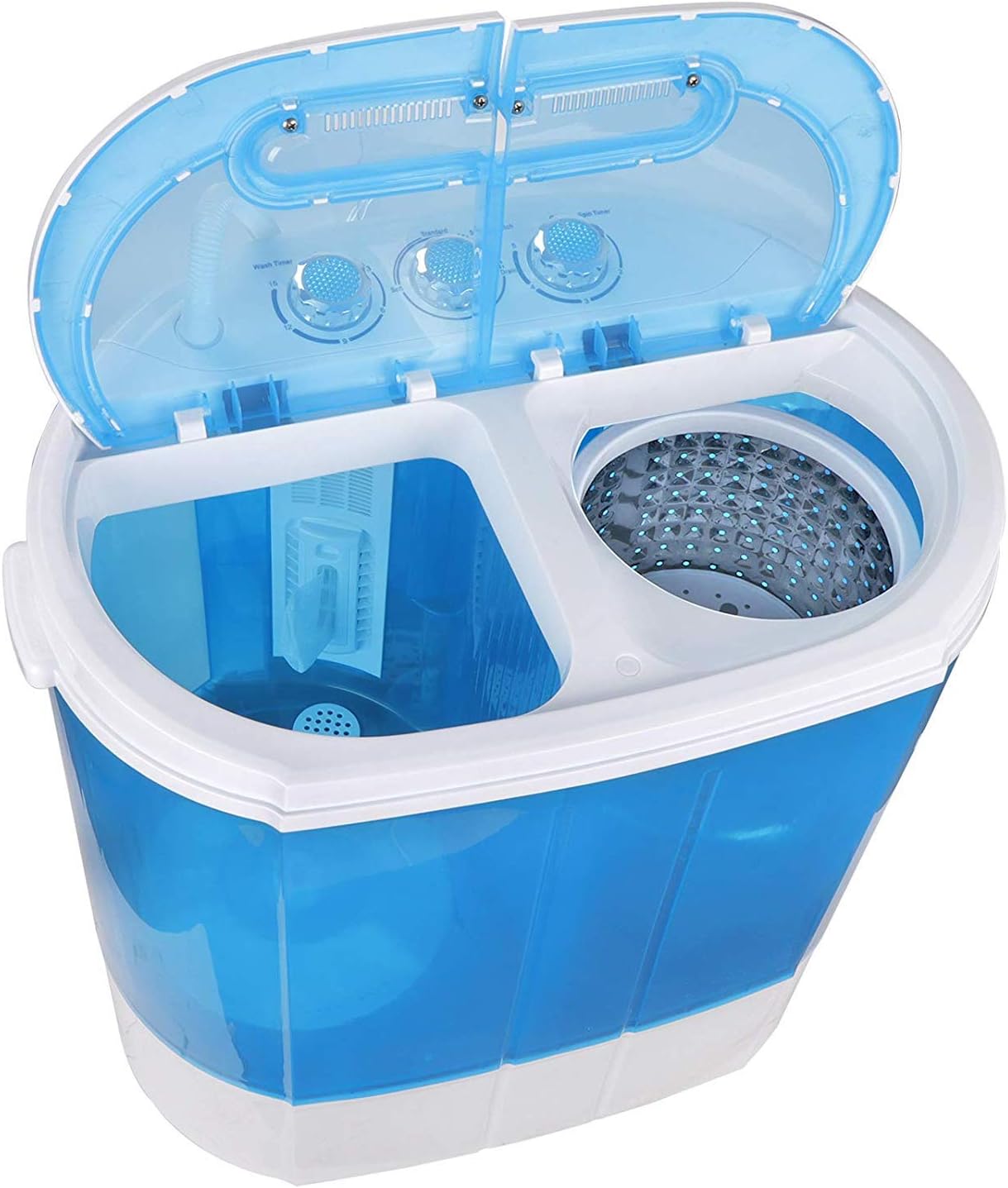 HomGarden Portable Washing Machine, Mini Compact Twin Tub 9.9 lbs Laundry Washer Spain Spinner Washing Machine, Gravity Drain Pump and Drain Hose