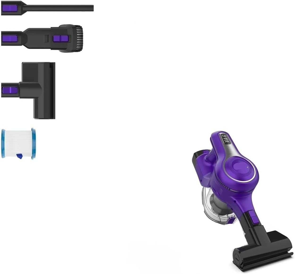 Compatible with INSE S62 Cordless Vacuum Cleaner,30Kpa 300W Stick Vacuum with Up to Runtime, 7-in-1 Handheld Cleaning Appliance for Home, Bed, Car(S62 Purple,US)