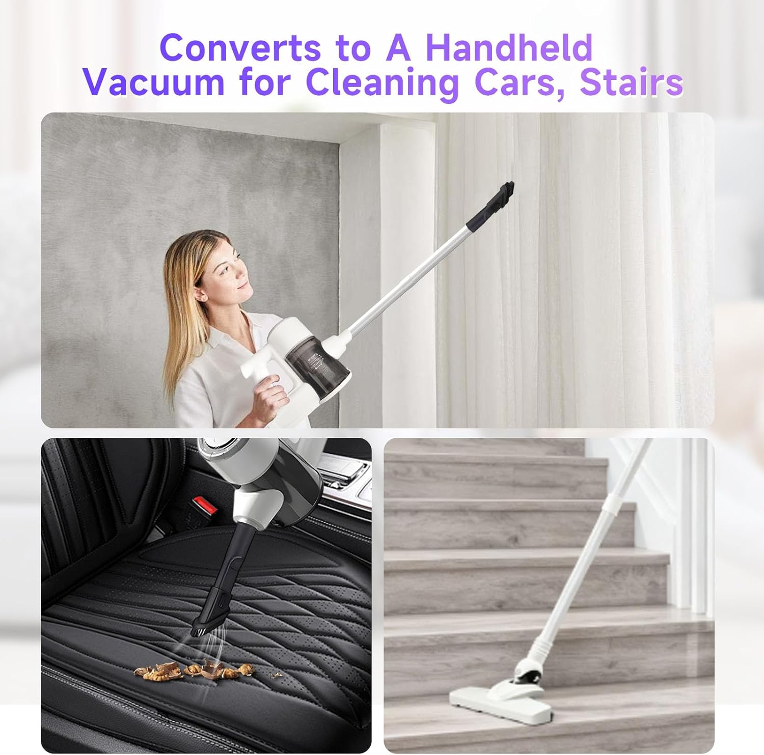 Lightweight Corded Stick Vacuum Cleaner | 33 ft Extra-Long Power Cable | 600W 17Kpa Suction | 1.5L Dust Cup | Washable HEPA Filter | for Hard Floors, Tiles, Convertible to Handheld