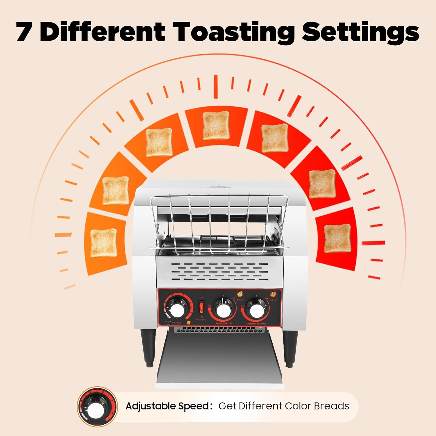 Countertop Conveyor Toaster Oven Restaurant Heavy Duty Industrial Toaster Oven Stainless Steel Tray Toaster Commercial Bread Bagel Toaster 300PCS 2200W