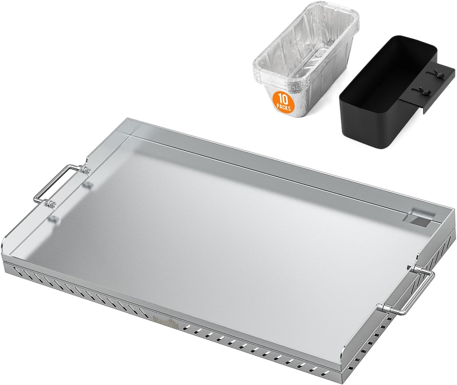 Stanbroil Stainless Steel Griddle Top and Grease Cup Bundle for Blackstone 28 inch Grills