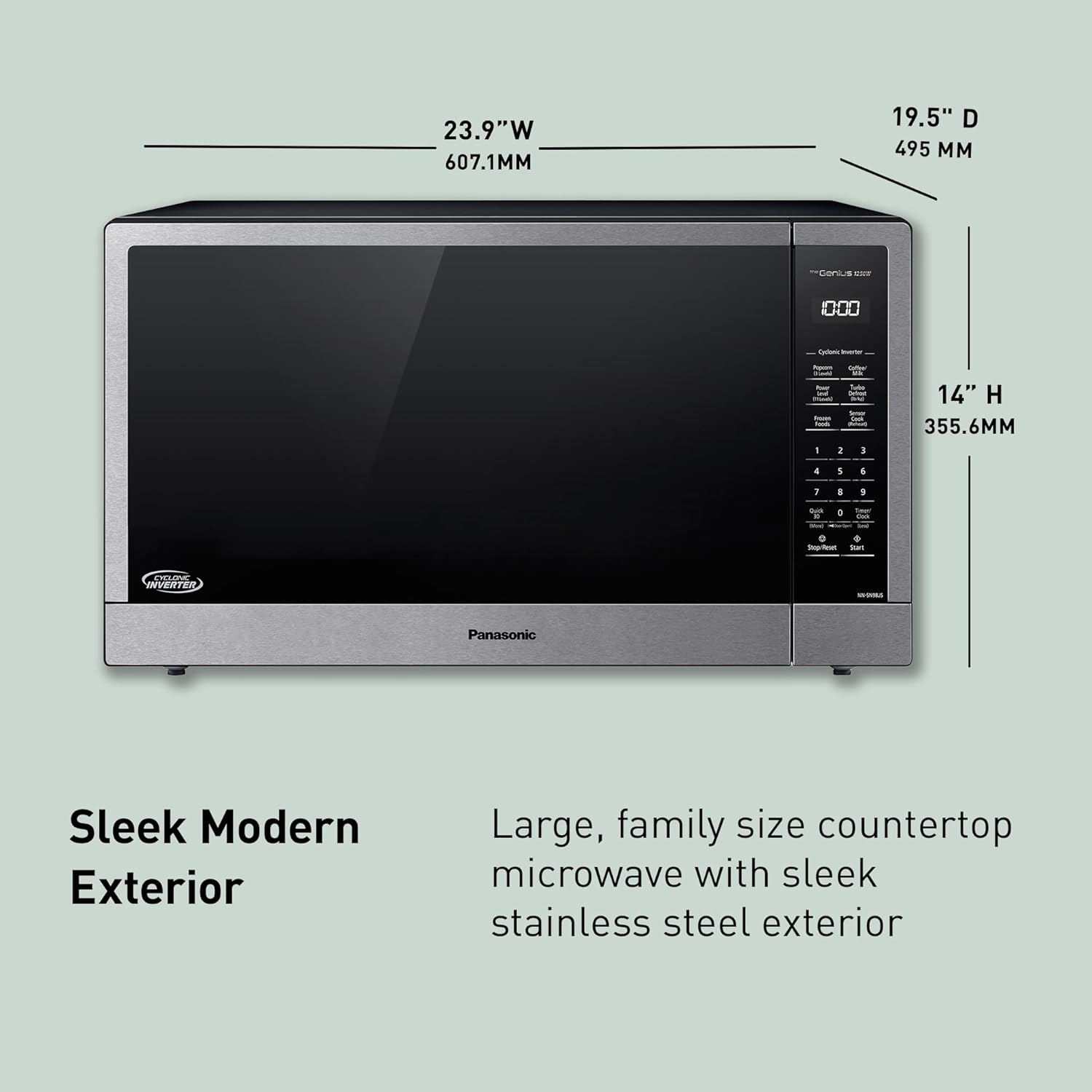 Panasonic NN-SN98JS Microwave Oven Stainless Steel Countertop/Built-In with Inverter Technology and Genius Sensor, 2.2 Cubic Foot, Stainless Steel