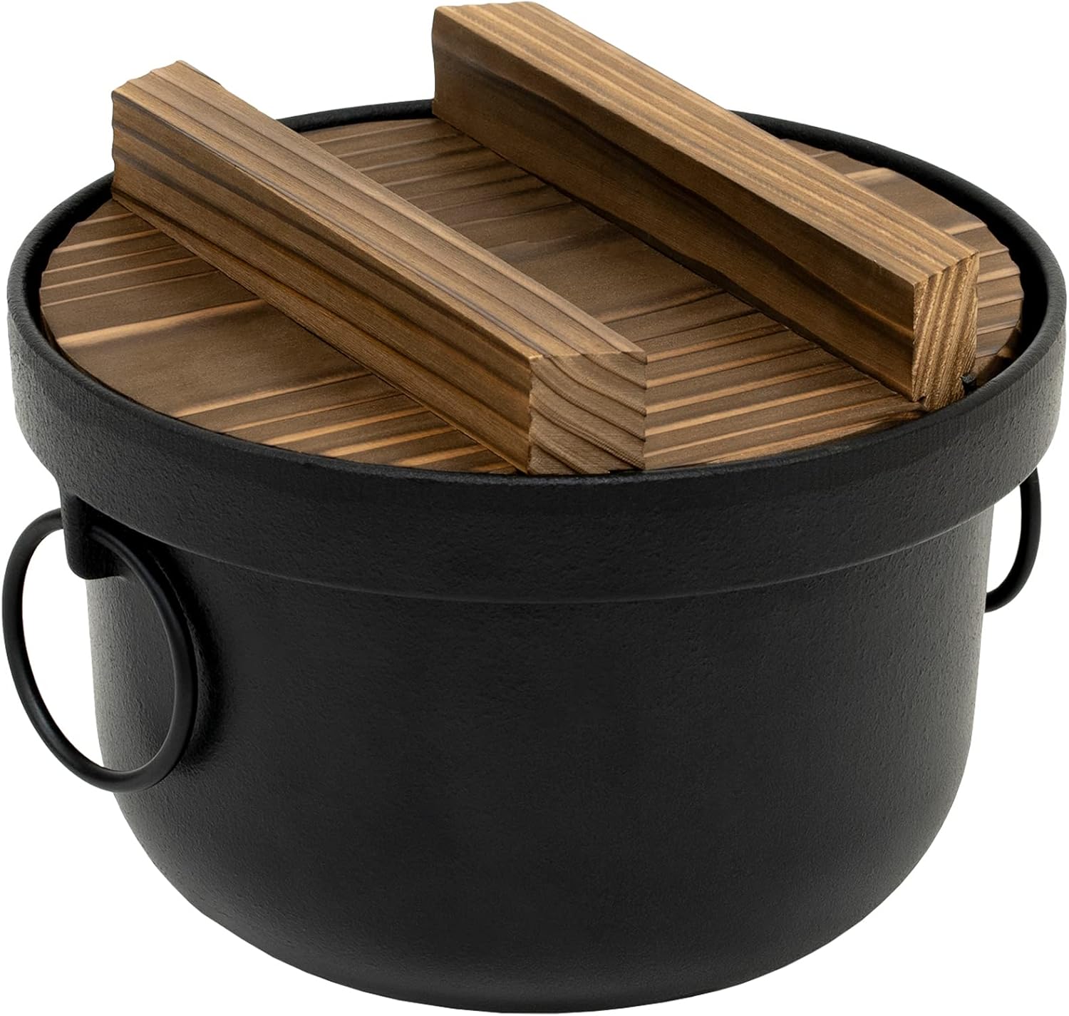 Ikenaga Iron Works Delicious Rice, Iron Pot, Black, 2 Pieces