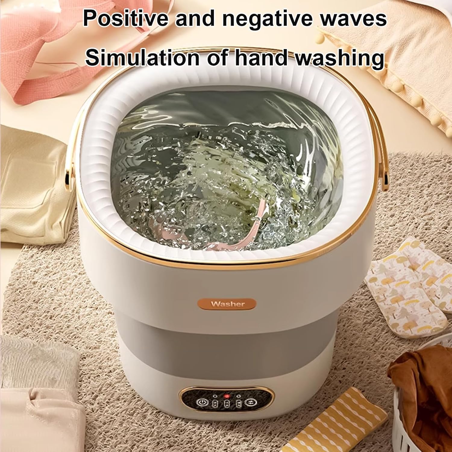 Portable Mini Washing Machine, Small Washing Machine, 19L Large Capacity Underwear Washer, for Underwear, Baby Clothes Socks and Small Items, Apartments, Dorm,RV(Black)