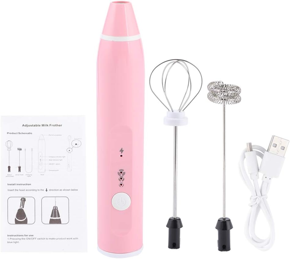 Electric Milk Frother Rechargeable Egg Whisk Coffee Blender Milk Frother Handheld Egg Whisk Electric Egg Whisk Milkshake Maker Stirrer Quick Stirring Tools for the Kitchen(coral)