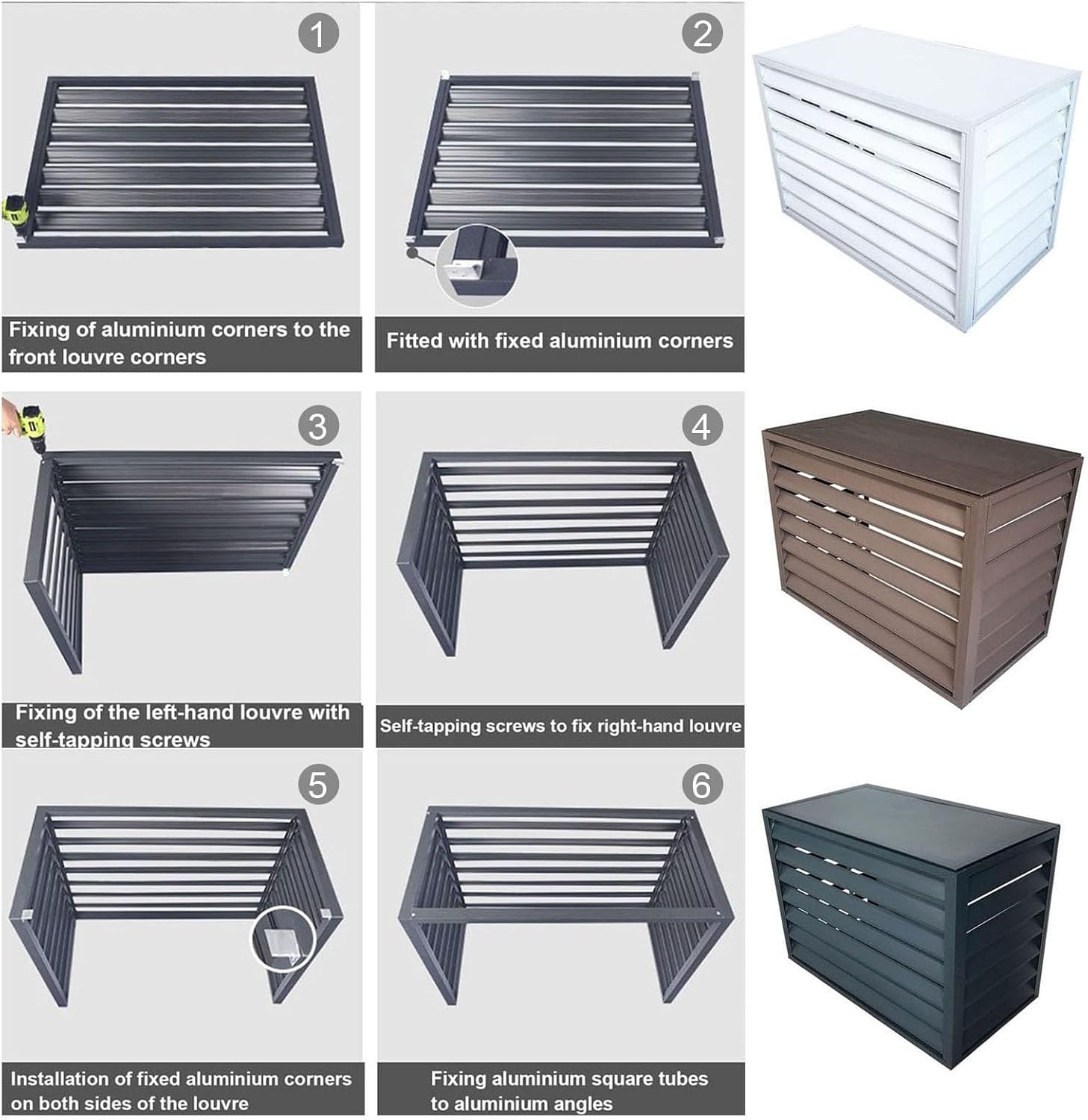 Aluminum Air Conditioner and Heat Pump Cover, Ac Unit Covers Outdoor, Privacy Screens Fence Panels for Air Conditioners Trash Bins(White,110cm)