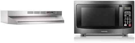 Broan-NuTone 413004 Non-Ducted Ductless Range Hood with Lights Exhaust Fan for Under Cabinet & TOSHIBA EM131A5C-BS Countertop Microwave Ovens 1.2 Cu Ft, 12.4