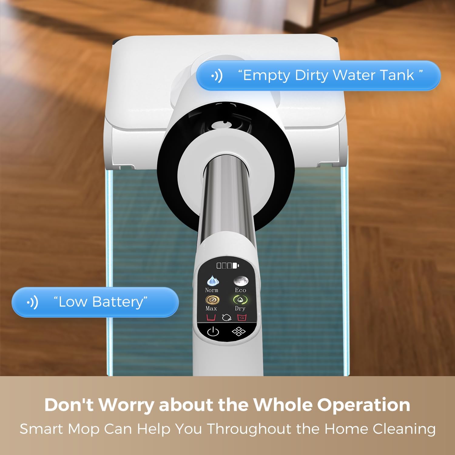 Wet Dry Vacuum Cleaner, 180° Lay-Flat Cordless Vacuum Mop Combo with Edge Cleaning, All-in-One Floor Cleaner for Hard Floors, Self-Cleaning, 45mins Runtime, LED Display, Voice Prompts