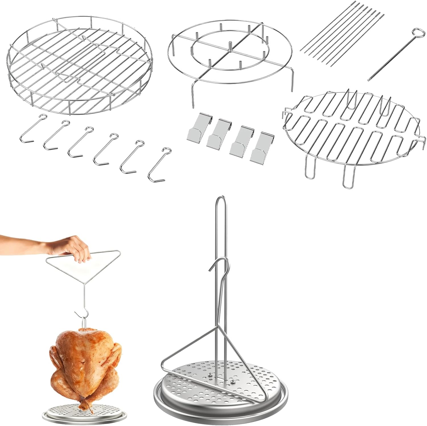 Turkey Fryer Accessories Kit and Perforated Turkey Chicken Poultry Deep Fryer Accessory for Turkey Fryer