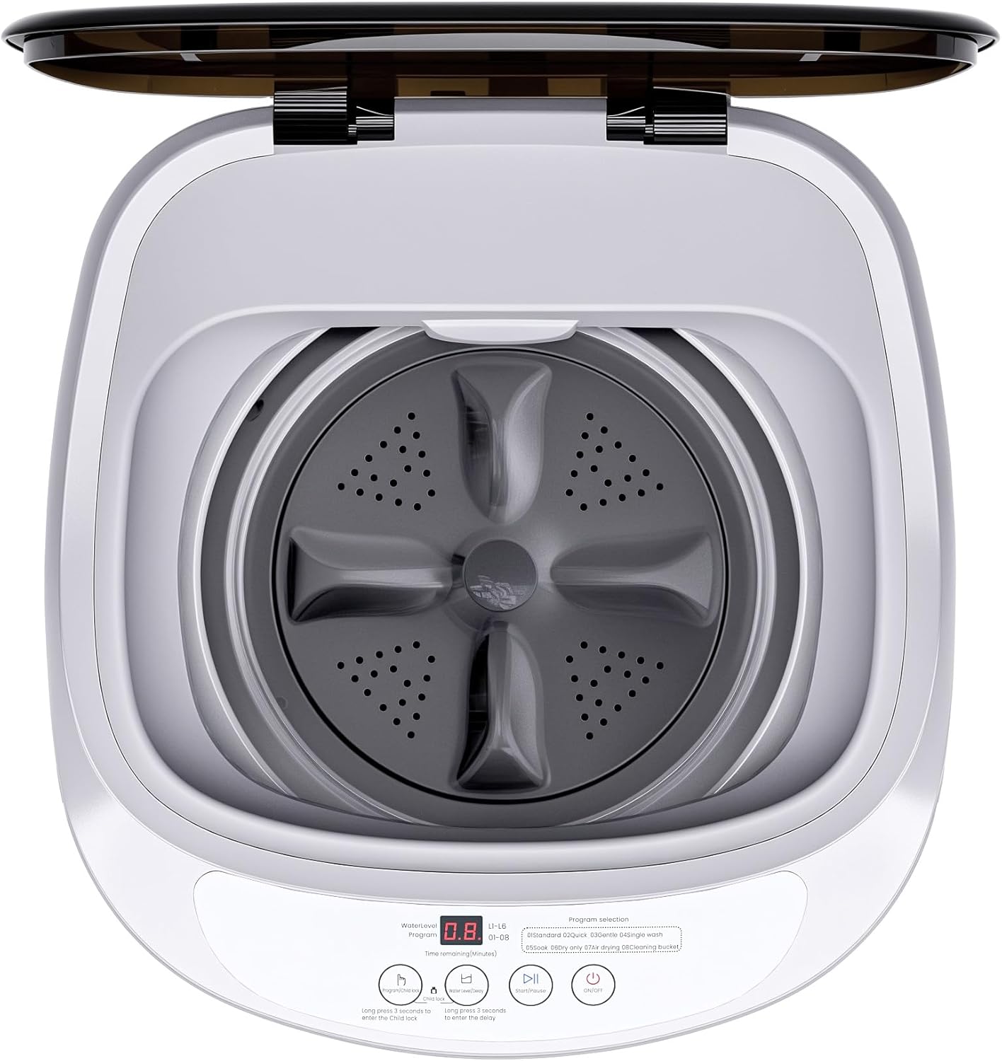 ADVWIN 1.07 Cu.ft Portable Washing Machine, 7.7lbs Compact Automatic Washer and Spin Dryer with Drain Pump, 8 Programs, LED Display for Apartment, RV, Dorm