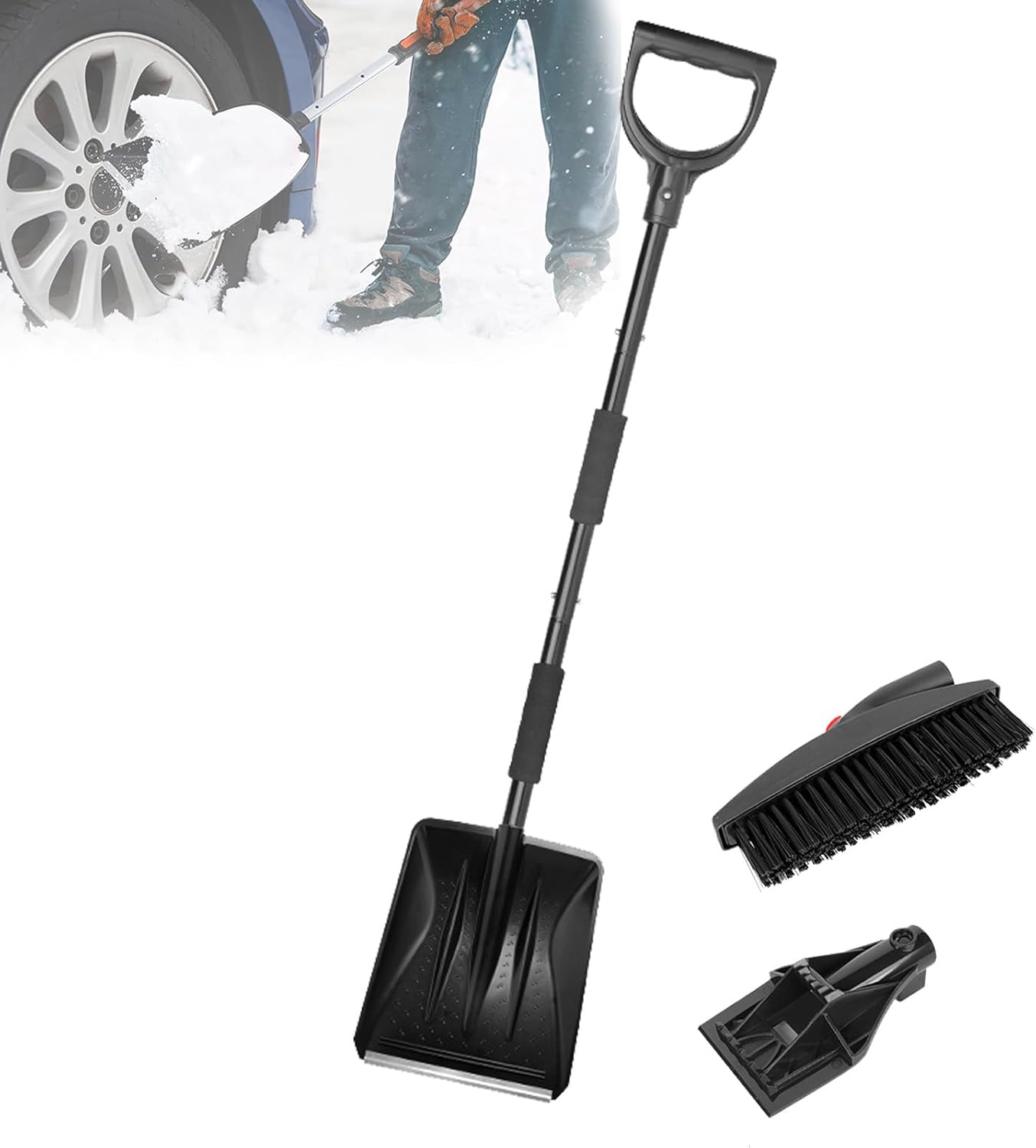 Snow Shovel, Portable Snow Shovel, Foldable Car Snow Shovel, Five-Piece Set, Stainless Steel, Lightweight and Removable, Car Snow Shovel, Snow Shovel for Driveway, Home, Garage