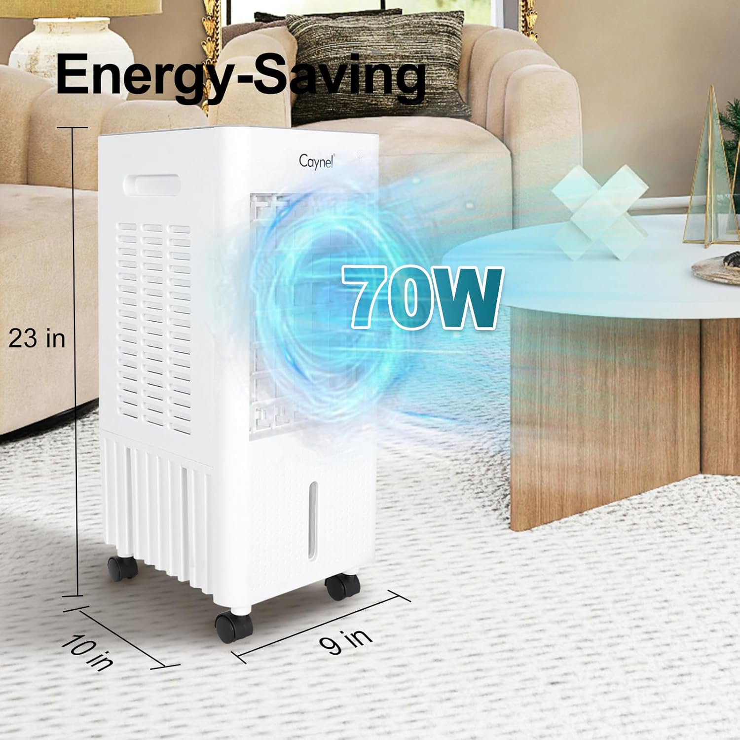 CAYNEL Portable Air Conditioners w/Remote, 4 Modes & 3 Speeds,1.45-Gal Tank Windowless Air Conditioner for 20H Cooling, 7.5H Timer for Auto Off,3-IN-1 Evaporative Air Cooler for Room Bedroom Office