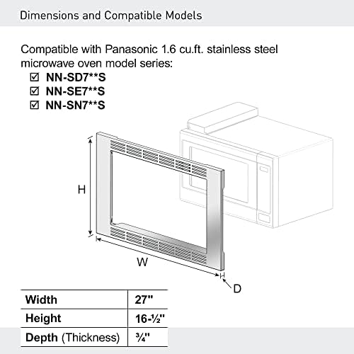 Panasonic 27” Microwave Trim Kit for Panasonic 1.6 cu ft Microwave Ovens – NN-TK722SS (Stainless Steel)