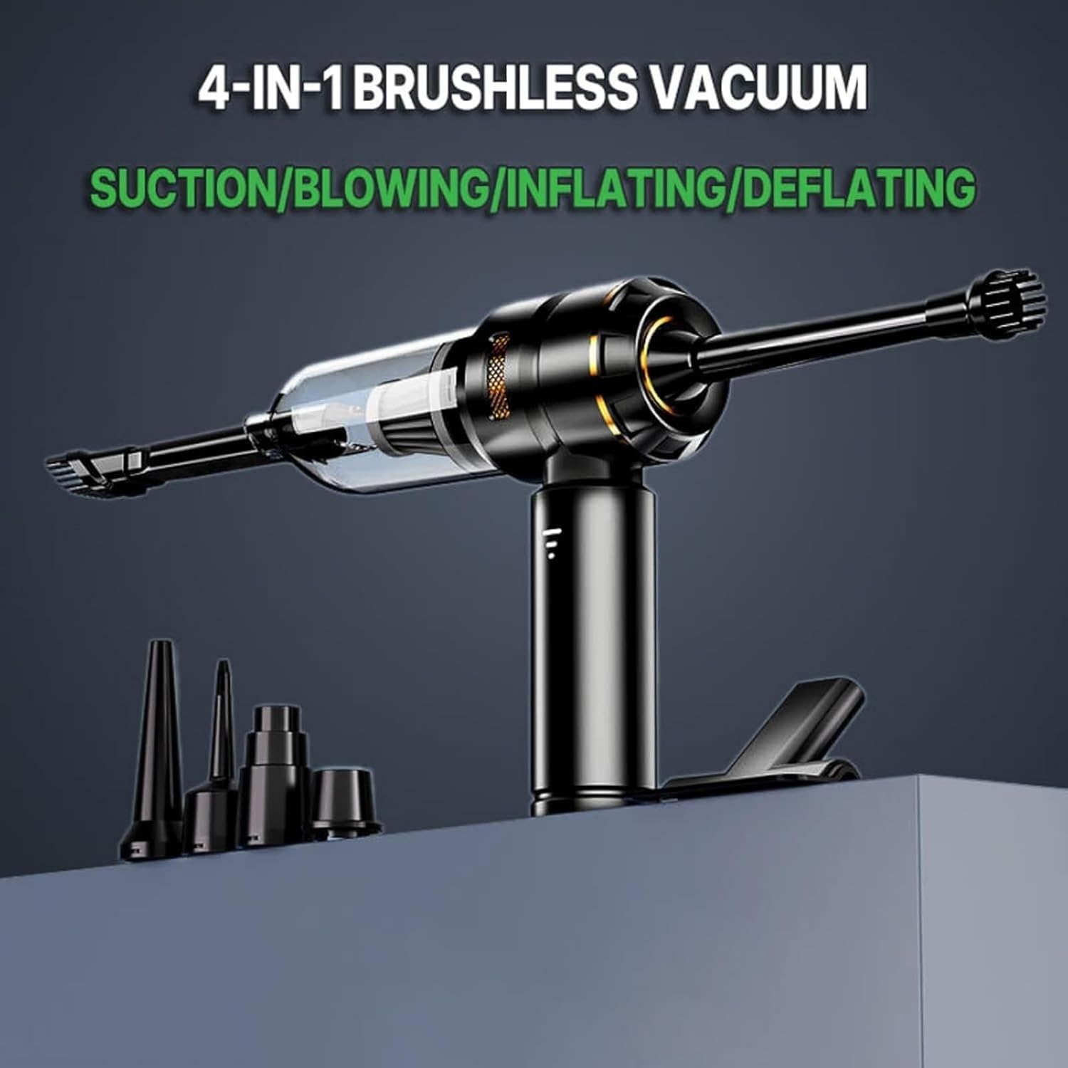 Vortify Handheld Vacuum Cordless, vortify car Vacuum Powerful Suction, 4-in-1 Rechargeable Mini Vacuum Cleaner with HEPA Filter & LED, Portable Car Interior Detailer for Auto/Truck(Gold)