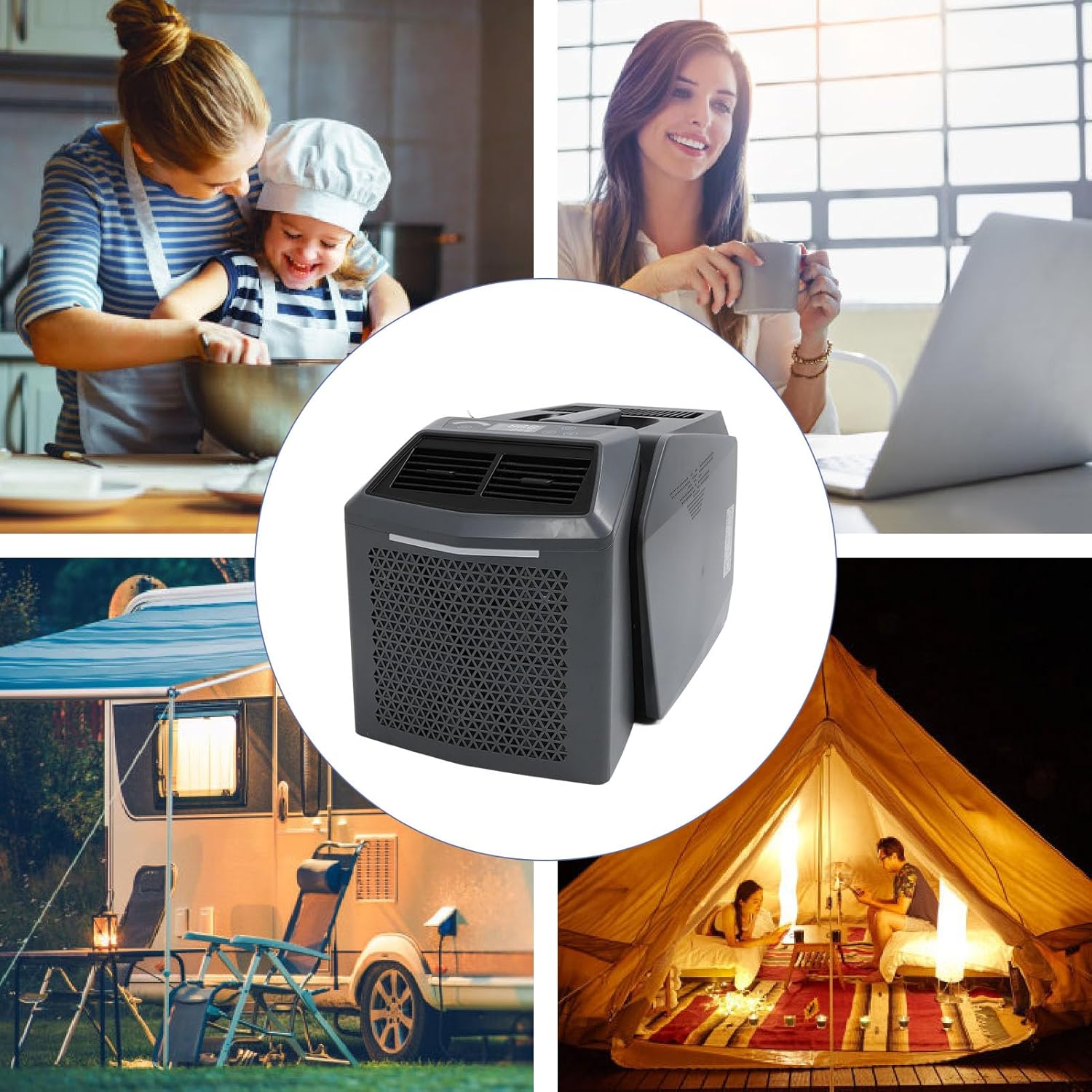 Portable Air Conditioner, 6200BTU Camping Tent AC Unit 48V Split Type for Dorms Kitchen Room Office Camping Pet Cold Warm Dual Frequency