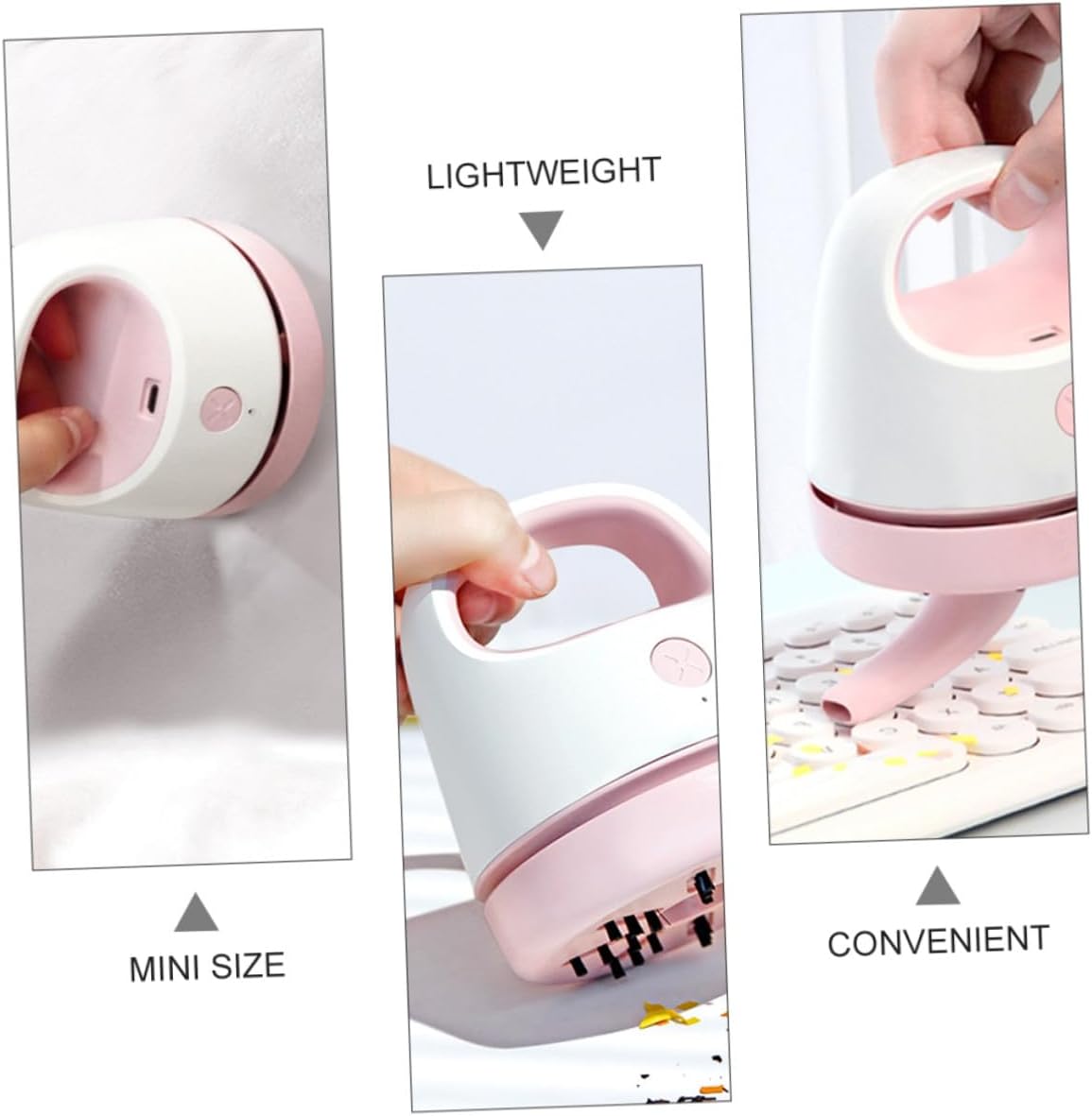 Portable Mini Table Vacuum Cleaner USB Rechargeable Handheld Dust Collector with Suction for Desktop Office Car Pet Hair Cleaning