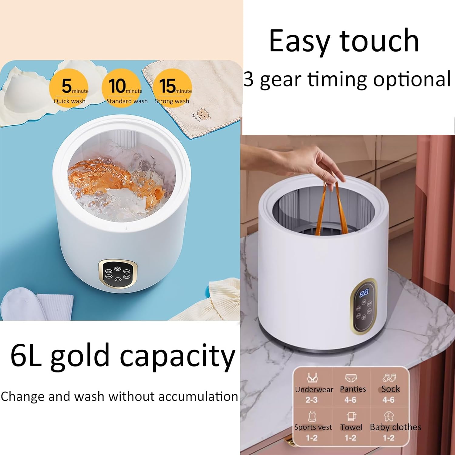 Portable Washing Machine, Mini Washer 6l Capacity, Bucket Washing Machine, with Drain Basket, for Camping, Traveling, Apartments, Dorms, Rv (Size : Blu ray)