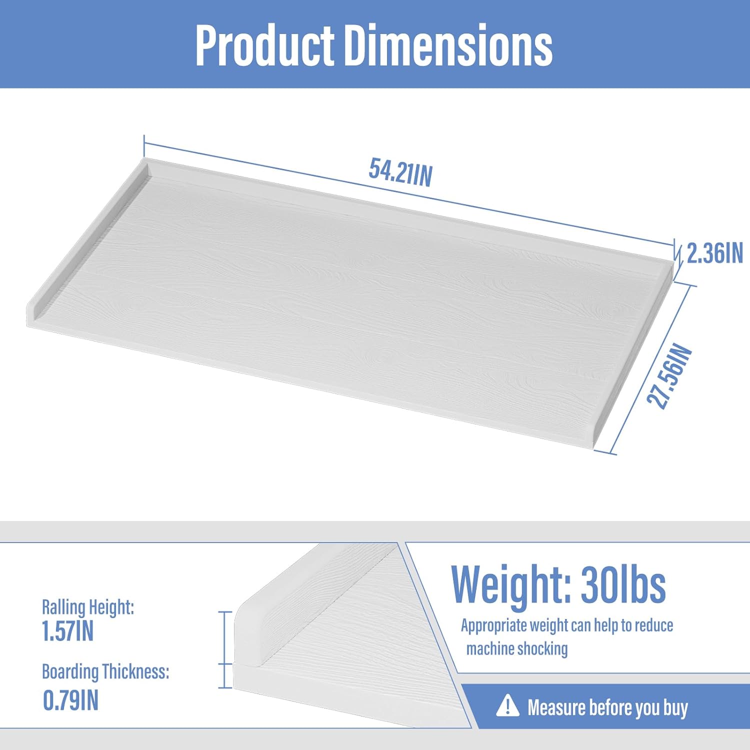 LEBENGURU No-Installation HDPE Washer Dryer Countertop - 54.2