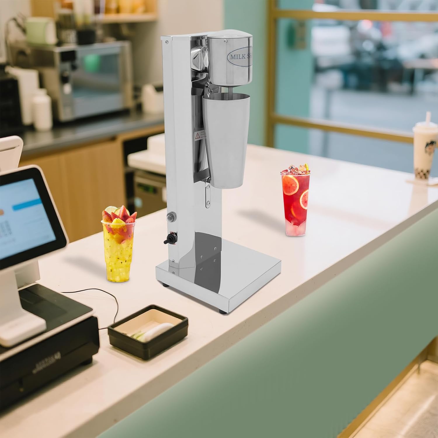 Electric Drink Mixer with Mixing Cup, 180W Commercial Milkshake Machine, 650ml Single-head Milkshake Maker, 2 Speeds Mixer Blender for Commercial and Home