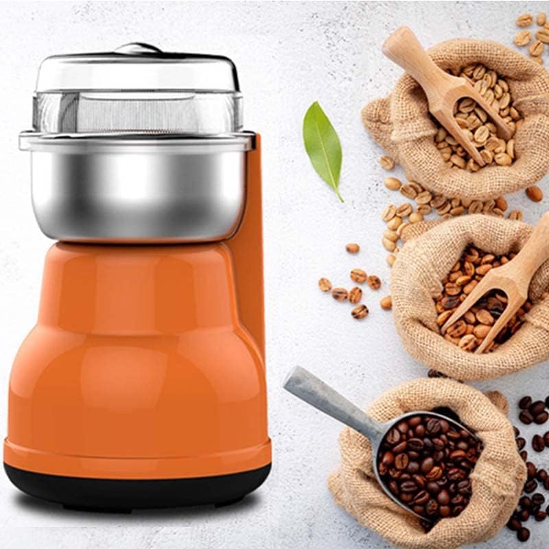 Multifunctional Smash Machine, 150W Electric Coffee Grinder Nuts Beans Spices Blender Grains Grinder Machine, Kitchen Household Herbs Chopper,Orange