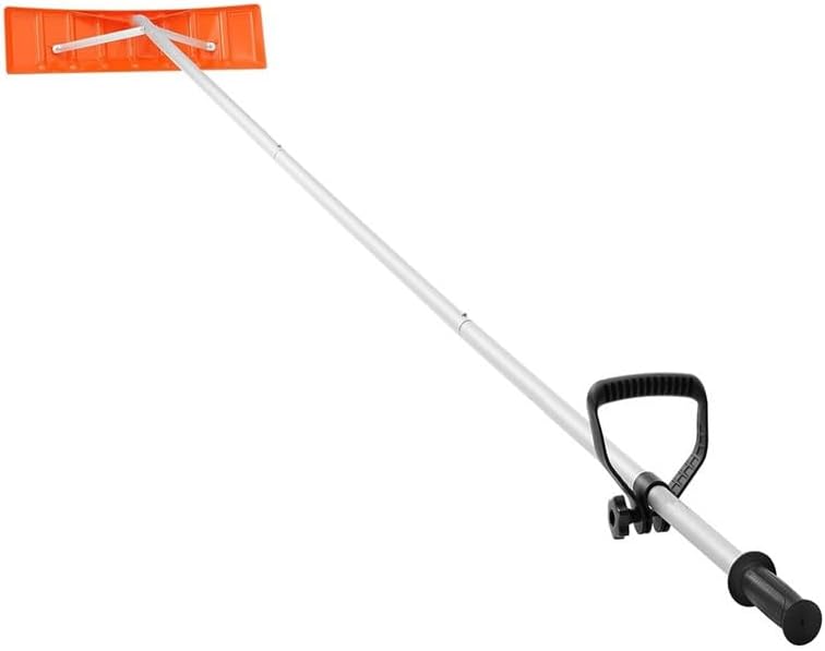 Snow Roof Rake, 148-610cm Reach Aluminium Handle, Superior Roof Shovel with Anti-Slip Handle Grip, Easy to Setup & Use for House Roof, Wet Leaves, Car Snow