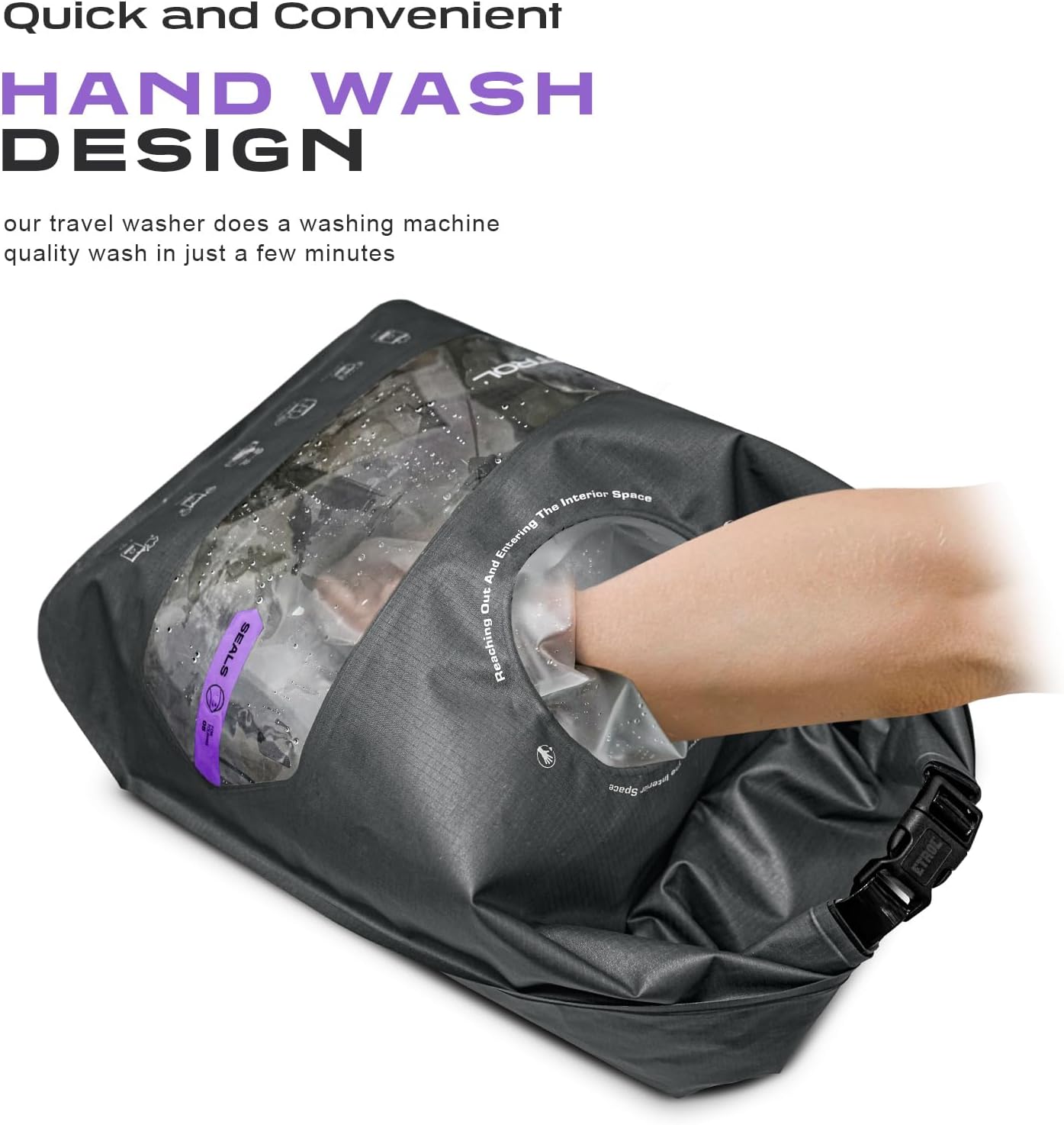 ETROL Wash Bag Portable Washing Machine, Lightweight Manual Washing Machine for Travel, Camping, Laundry, Baby Clothes, Non-Electric, With Bottom Water Outlet and Compartment - L, Green，2PCS