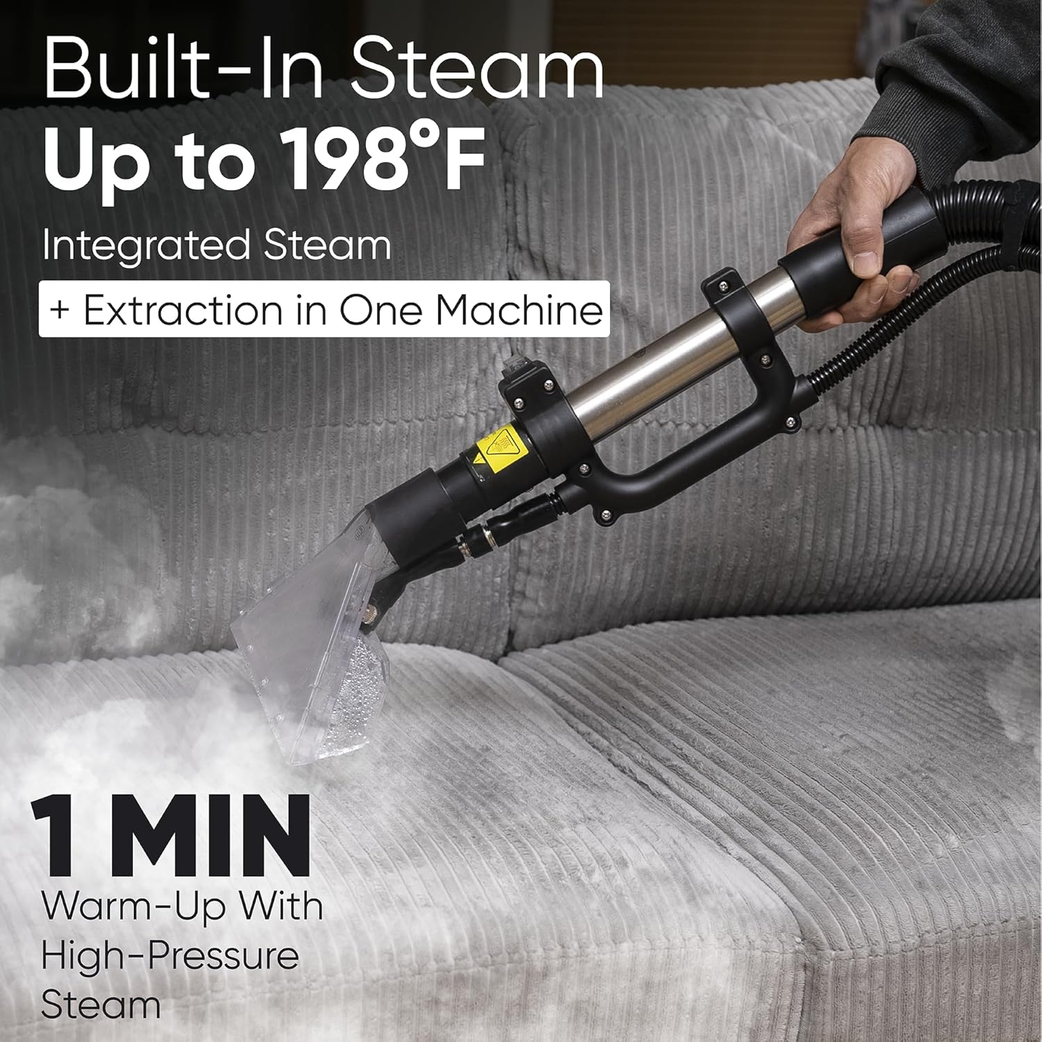 Dapper Commercial Carpet and Upholstery Extractor Cleaning Machine with Steam, Spray-Vacuum, Blower & Mite Remover. 3 Gal Tanks — Designed for Deep Cleaning. Dual Separate Circuit Power Cords