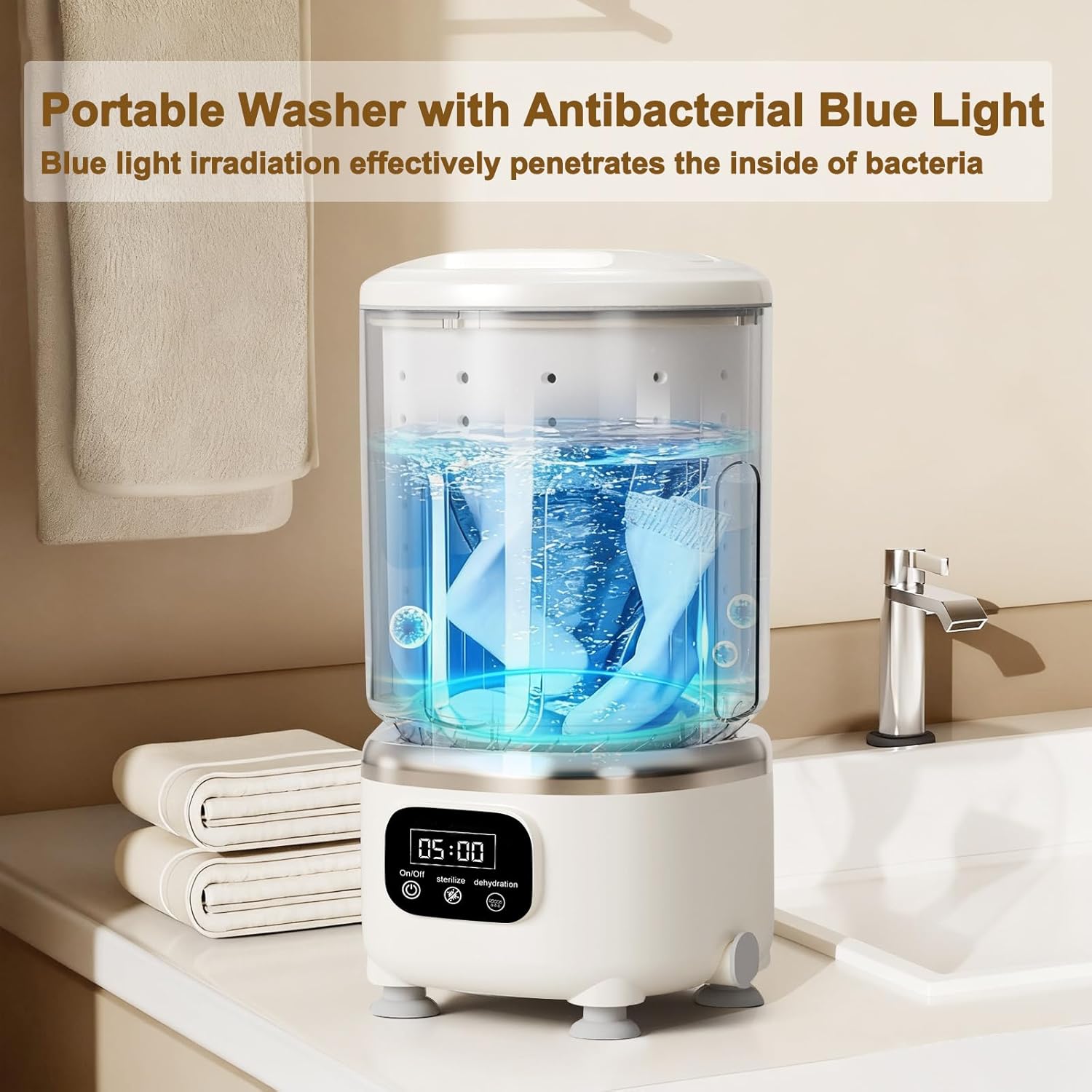 Underwear Washing Machine,Portable Washer Dryer Combo,Mini Washing Rechargeable Cordless Washing Deep Cleans Small Clothes Small Clothes for Apartment, Dorm, RV, Travel & Hotel Use (2 L capacity)