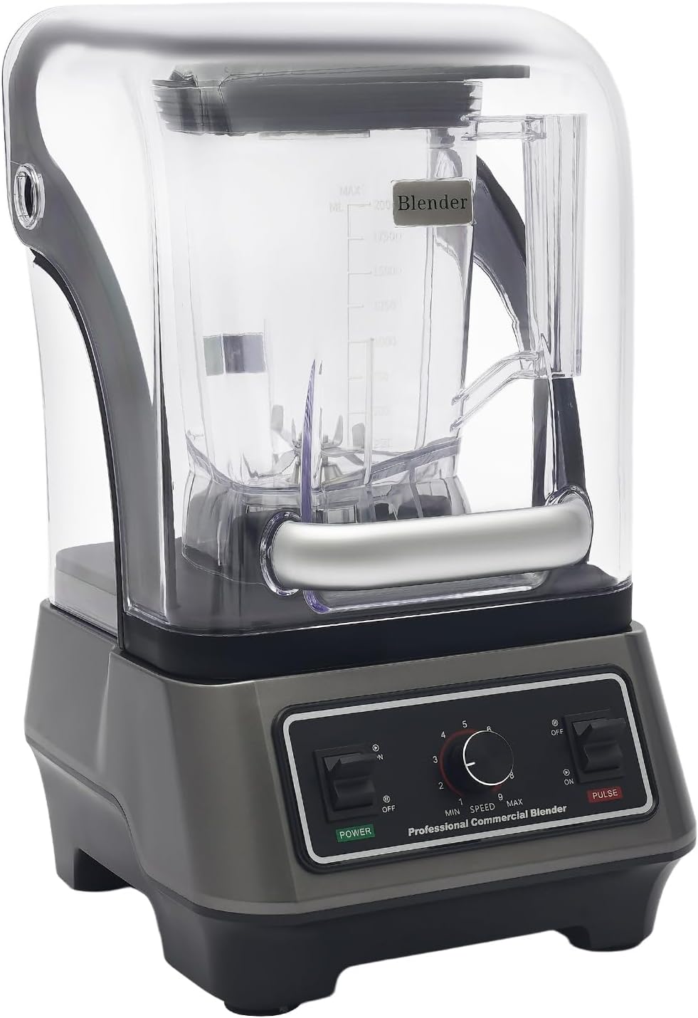 Blender for Smoothies, 2L Commercial Quiet Blender with 5mm Cover, 1600W, 9 Adjustable Speed for Ice Crushing, Juices, Soy Milk