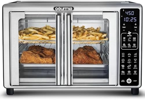 Gourmias GTF2440 Digital Toaster Oven Air Fryer 1700W – 19 Presets, FryForce 360 Tech, French Doors, 6-Slice Capacity, 12