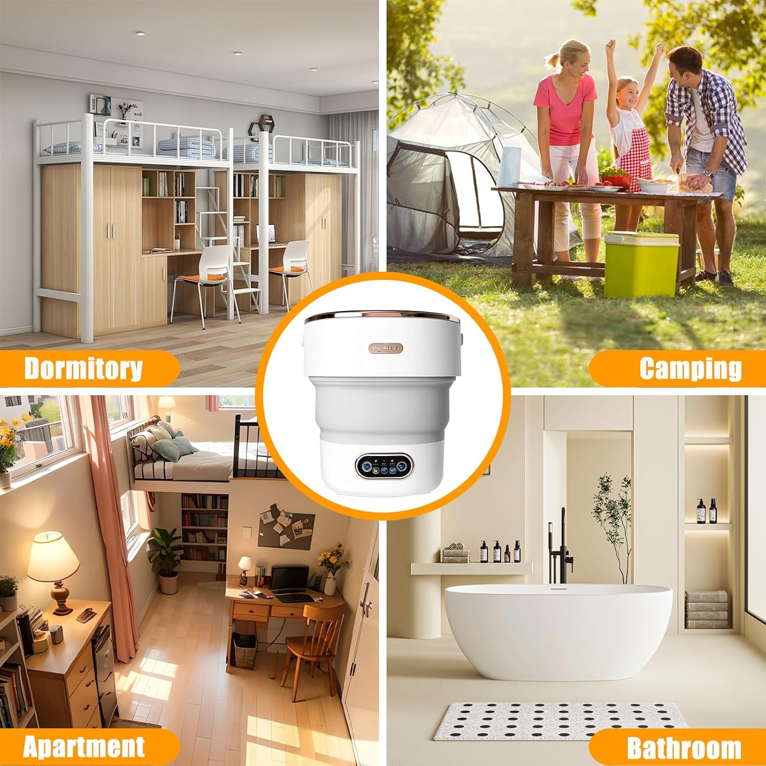 Portable Washing Machine,15L Collapsible Mini Washer with 3 Cleaning Modes Drain Basket Small Foldable Laundry Machine for Travel Camping Dorms RVs Apartments Baby Clothes Underwear Socks Delicates