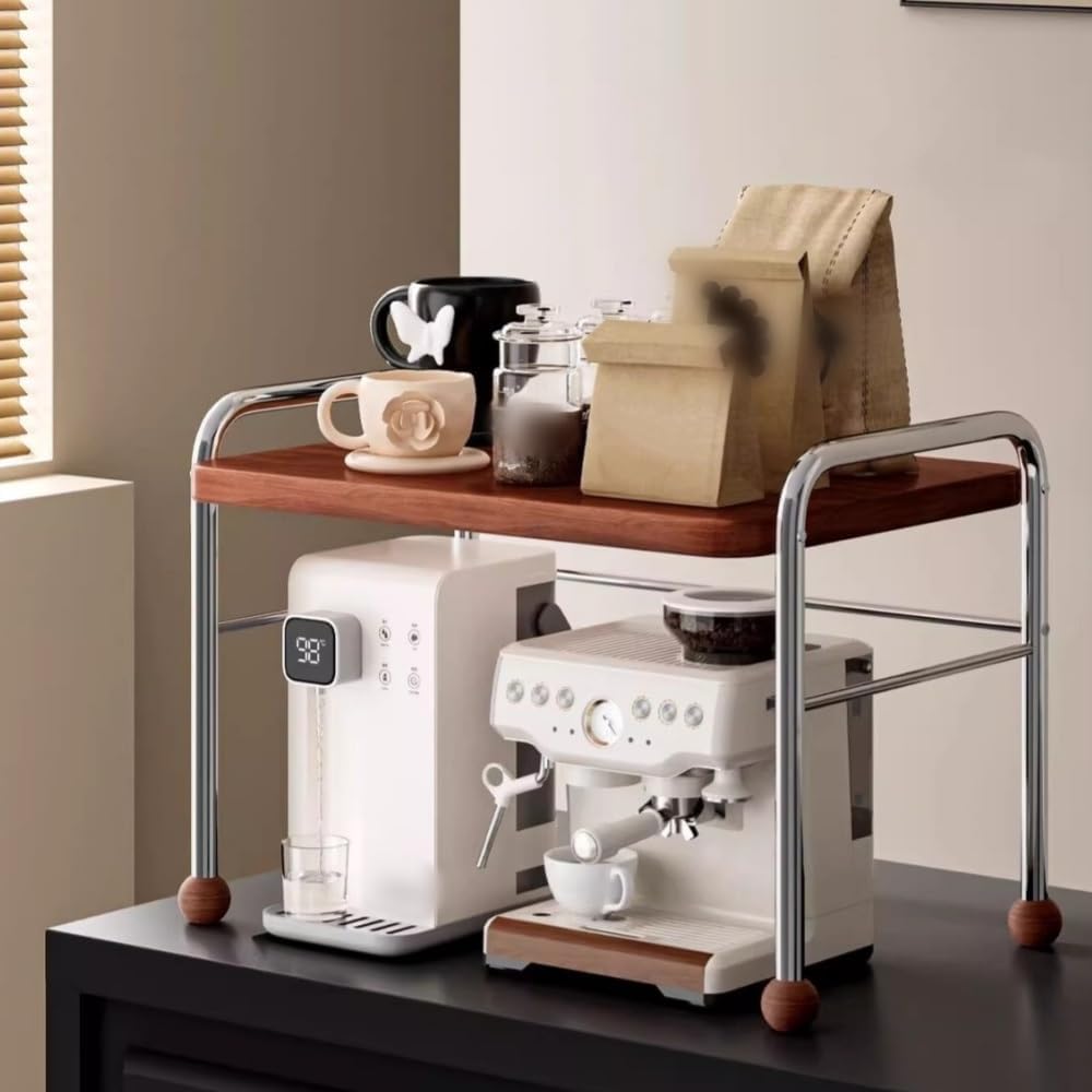 Microwave Oven Rack, Kitchen Coffee Maker Storage Shelf, Multi-functional Countertop Stand for Living Room, Dorm and Bedroom(Black,60cm/23.6in)