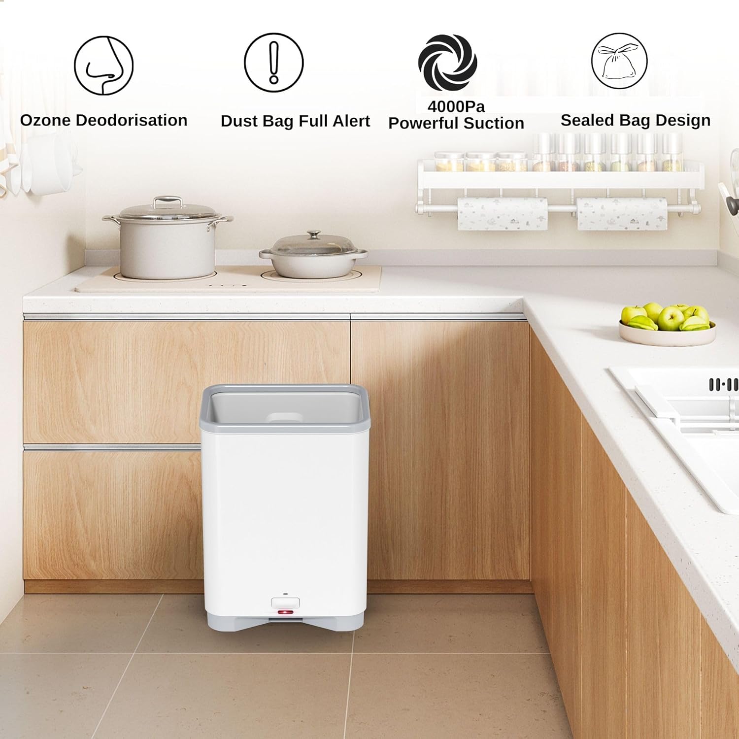 Touchless Vacuum Automatic Dustpan with 2 Operation Modes - Ultra Fast & Powerful Corded Canister Pet Vacuum for Sweeping Pet Hair, Salon, Food Crumbs & Dirt