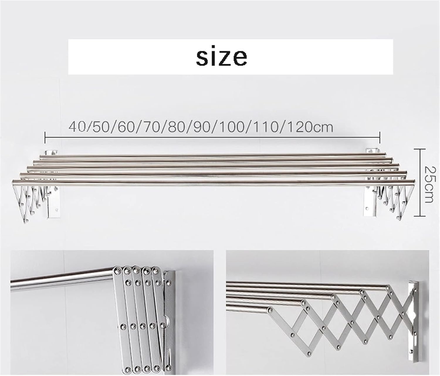 Stainless Steel Wall Mounted Clothes Drying Rack with Retractable Design Space Saving Large Capacity Towel Dryer