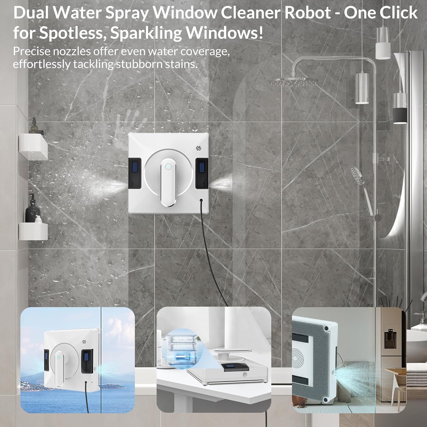 Smart Window Cleaning Robot With Dual Water Spray,3800pa Suction, Multiple Anti - Fall Protection,AI Path Planning,App & Remote Control,Ideal Window Washer Robot For High-Rise Windows And Glass Doors