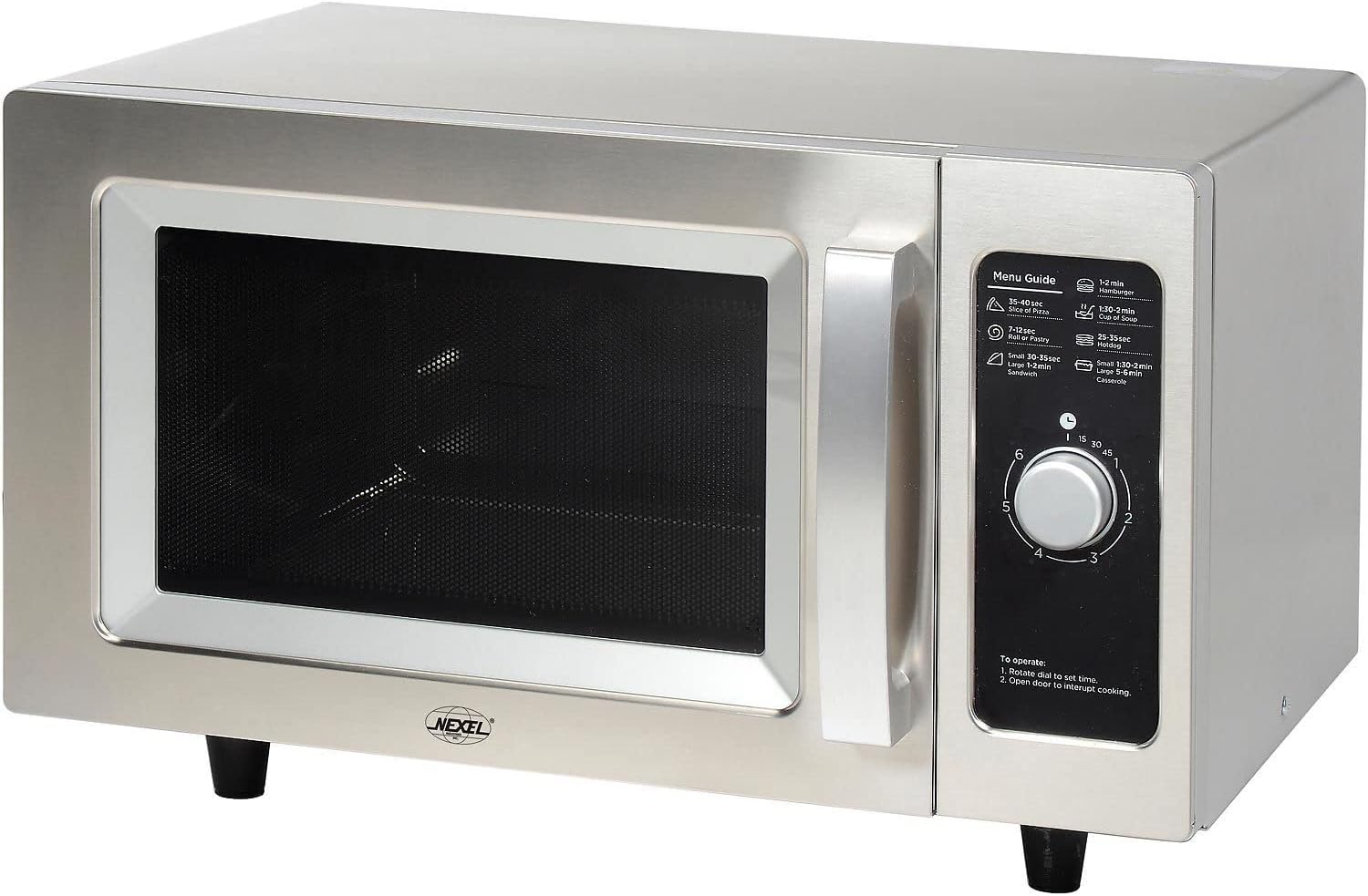NEXEL Commercial Microwave Oven, 0.9 Cu. Ft., 1000 Watts, Dial Control, Stainless Steel