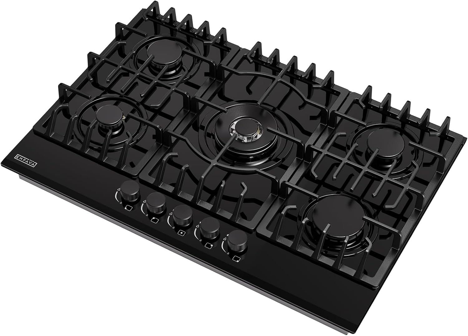 Empava 30 Inch Gas Cooktop with 5 Italy Sabaf Sealed Burners NG/LPG Convertible Tempered Glass in Black Model 2020