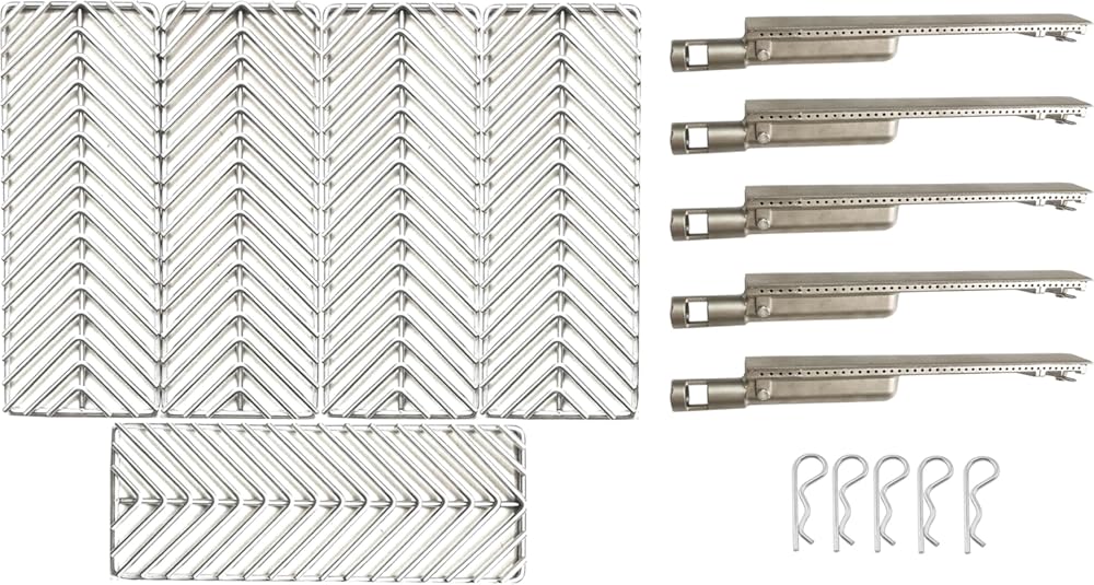 5 Burner + 5 V-Style Cooking Grate Stainless Steel 304 BBQ Grill Burners for Cal Flame 5 Burner Gas Grills