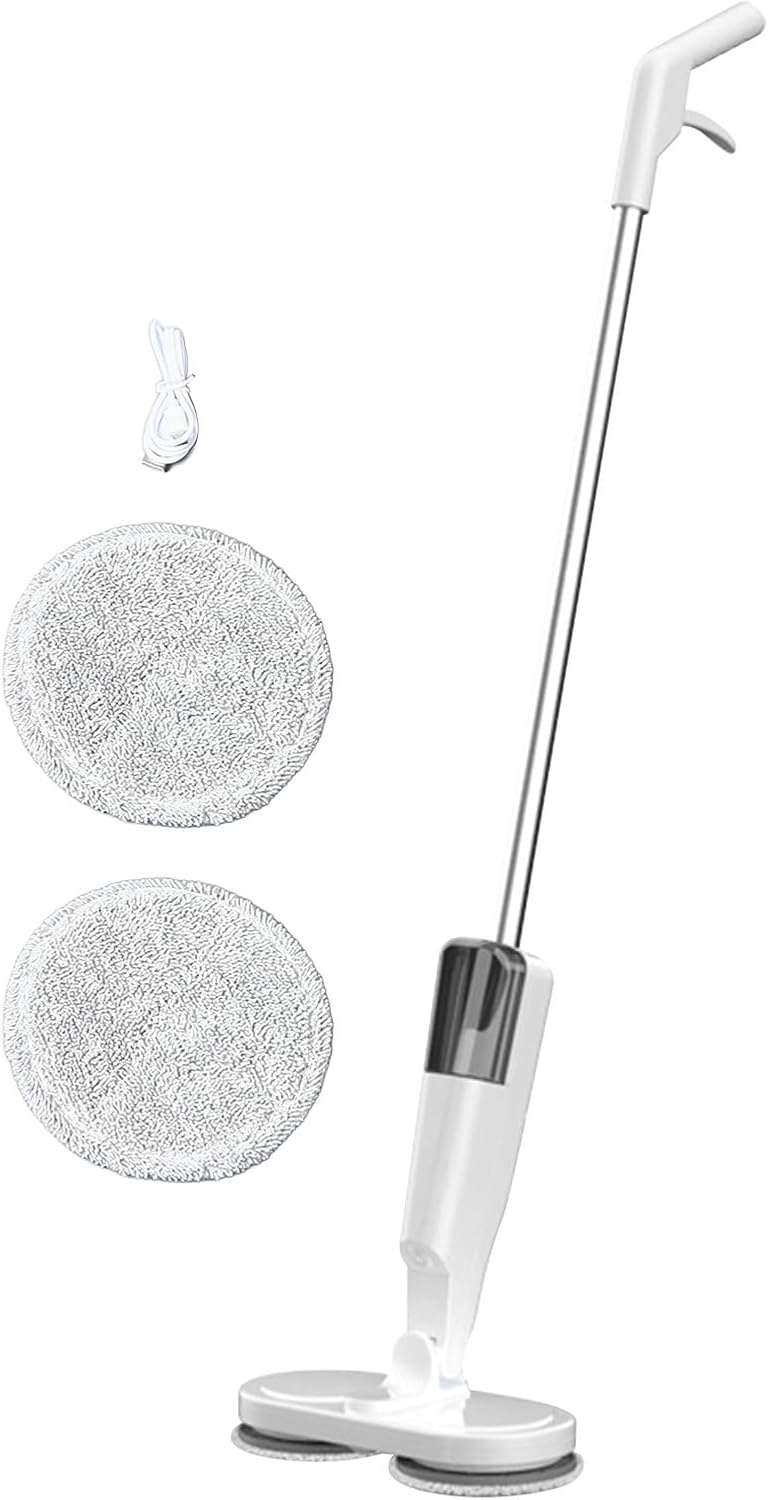 Electric Mop for Floor Cleaning,Floor Daily Light Cleaning,Rechargeable Lightweight Cordless Electric Mop with Water Sprayer for Hardwood Tile Marble Floors(White)
