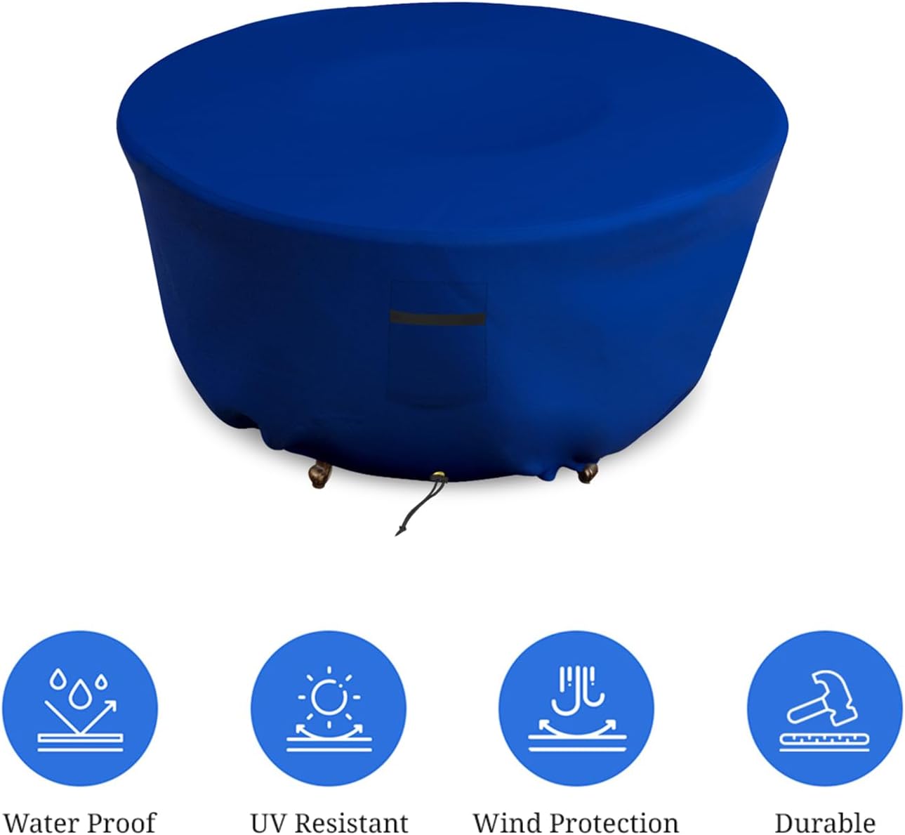 Covers & all Outdoor Round Fire Pit Cover, Heavy Duty 18 Oz Waterproof UV & Weather Resistant for Patio Lawn Garden Backyard Outside, Air Vents & Drawstrings (80