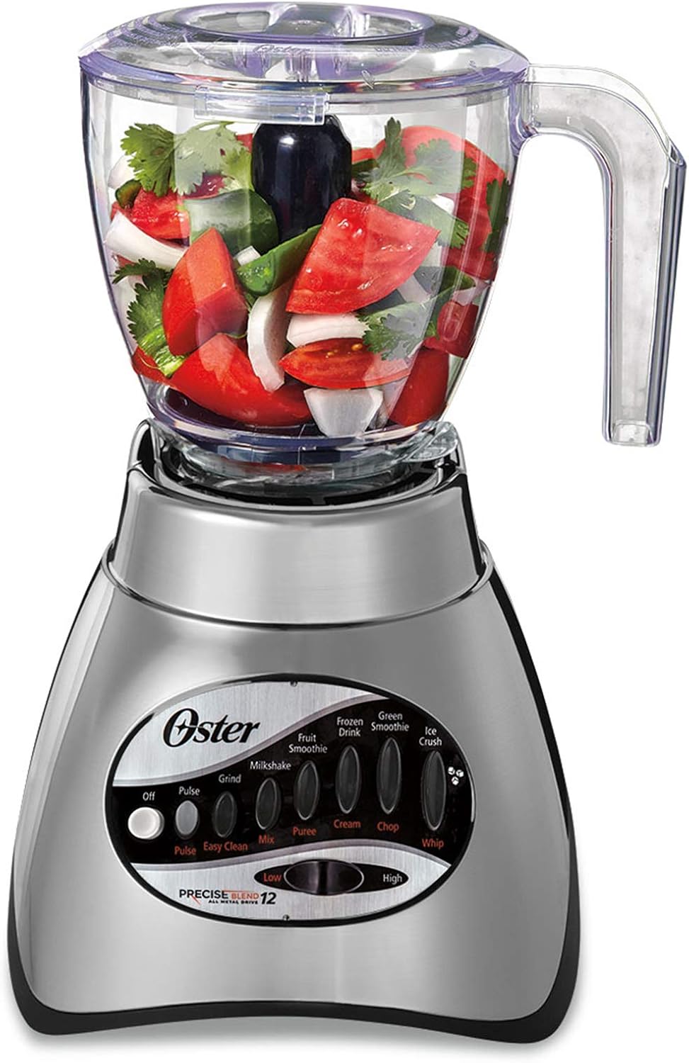 Oster Core 16-Speed Blender with Glass Jar, Black, 006878. Brushed Chrome & Blender 6-Cup Glass Jar, Lid, Black and clear