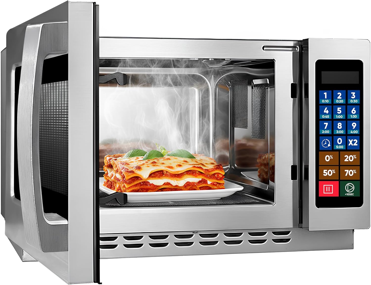 SARO Commercial Microwave Oven, Stainless Steel, 34L/1.2 Cu Ft Capacity, 1000W, Digital Controls, 100 Recipe Memory, LED Display, 55.3x48.8x34.3 cm